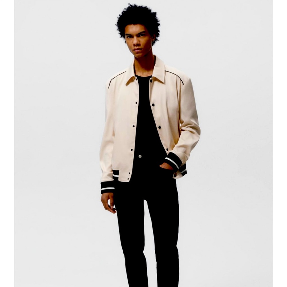 Zara contrast trim satin effect jacket